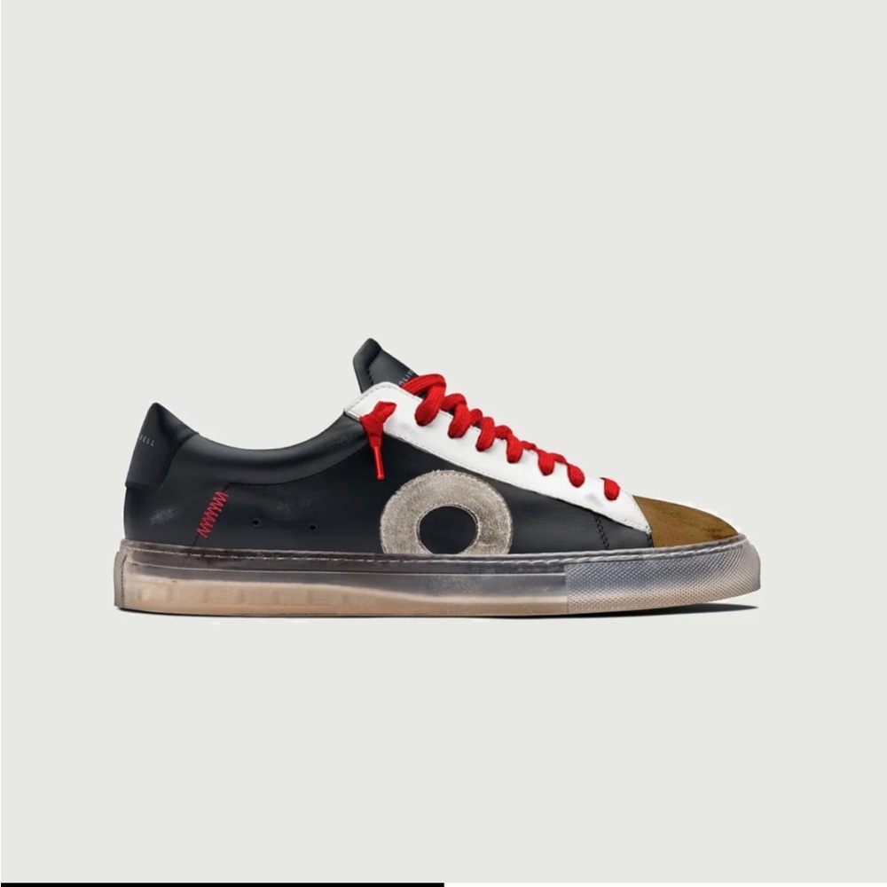 Oliver Cabell Black, White, Brown & Red Low-Top Sneakers